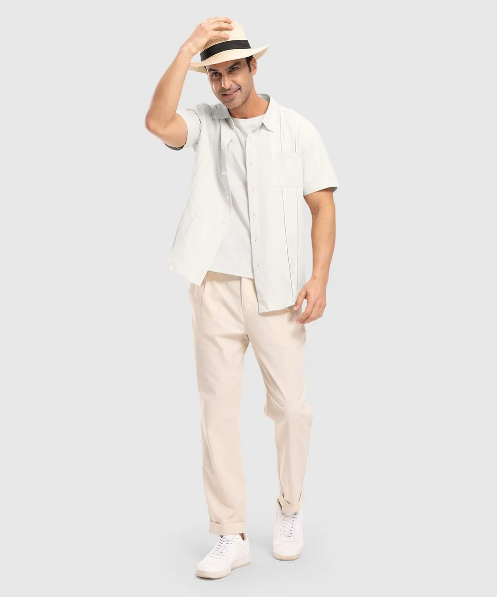 Men's Cuban Guayabera Shirt Casual Summer Beach Shirts