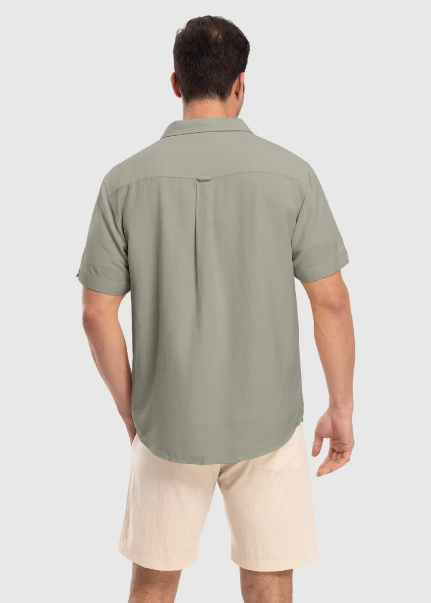 Men's Cuban Guayabera Shirt Casual Summer Beach Shirts