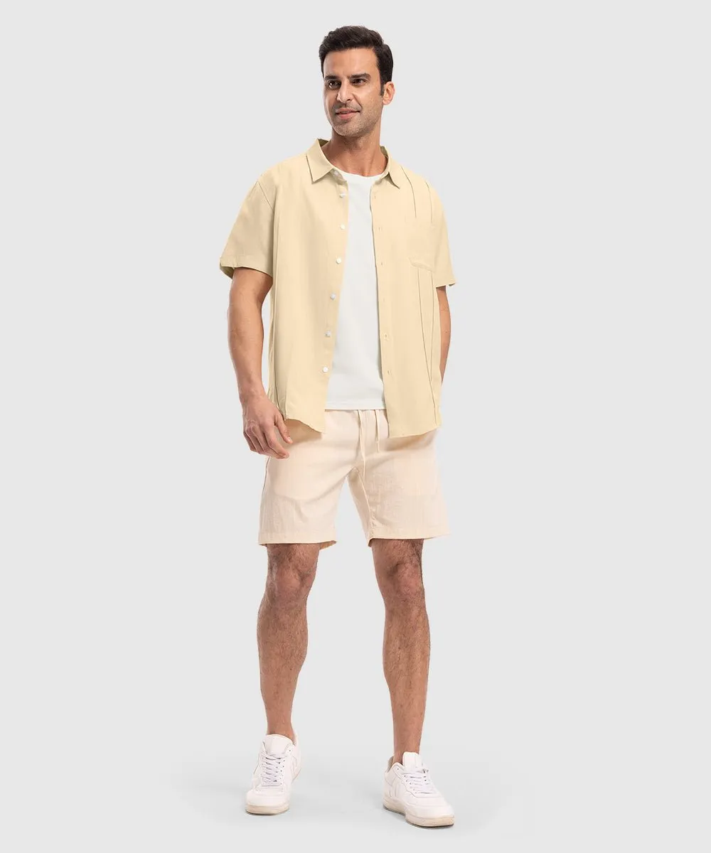 Men's Cuban Guayabera Shirt Casual Summer Beach Shirts