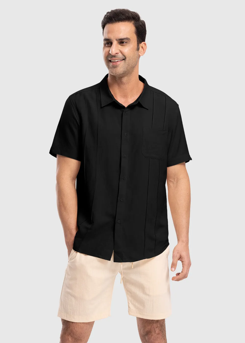 Men's Cuban Guayabera Shirt Casual Summer Beach Shirts
