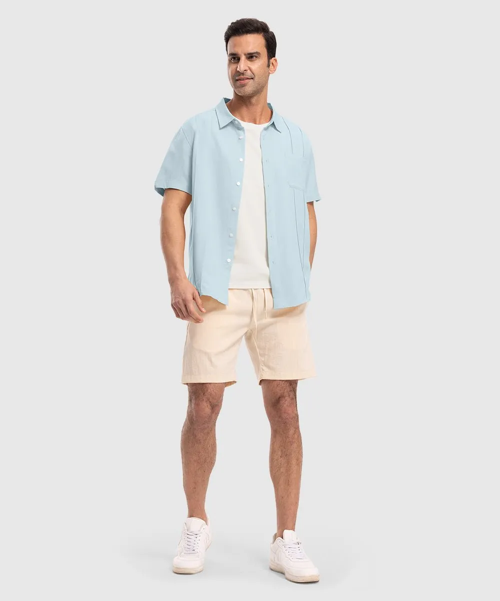 Men's Cuban Guayabera Shirt Casual Summer Beach Shirts