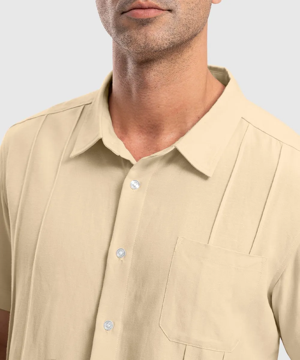 Men's Cuban Guayabera Shirt Casual Summer Beach Shirts