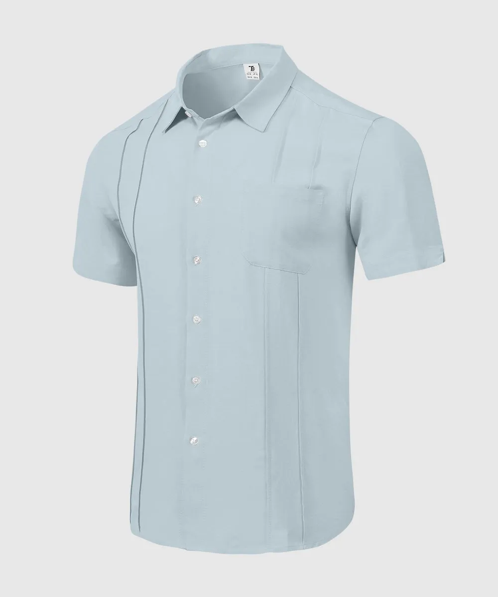 Men's Cuban Guayabera Shirt Casual Summer Beach Shirts
