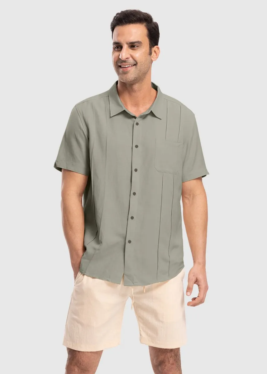 Men's Cuban Guayabera Shirt Casual Summer Beach Shirts
