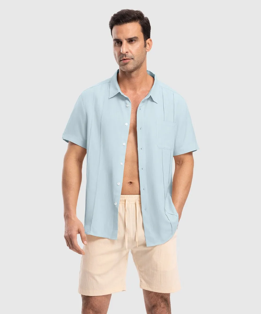 Men's Cuban Guayabera Shirt Casual Summer Beach Shirts