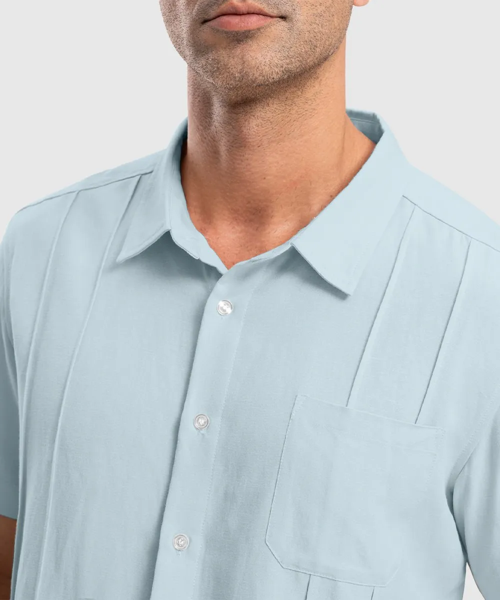 Men's Cuban Guayabera Shirt Casual Summer Beach Shirts