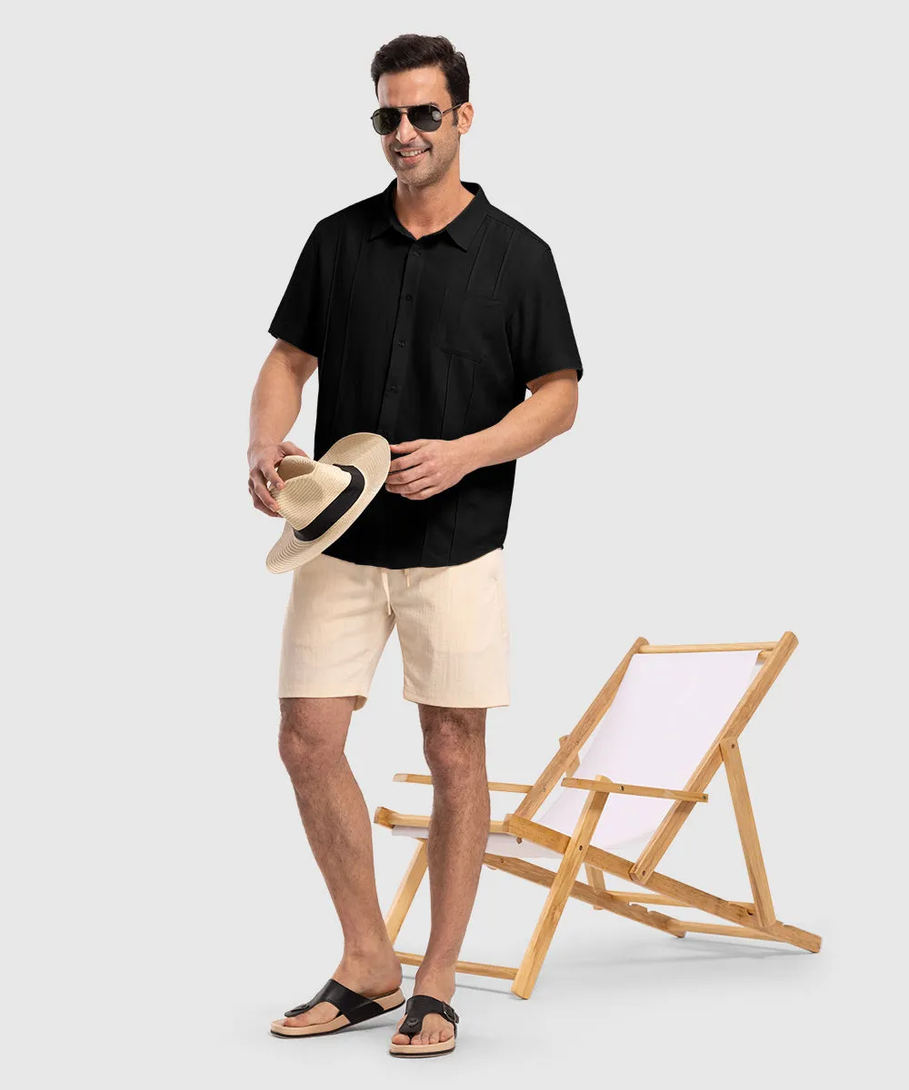 Men's Cuban Guayabera Shirt Casual Summer Beach Shirts