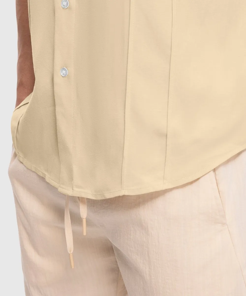 Men's Cuban Guayabera Shirt Casual Summer Beach Shirts