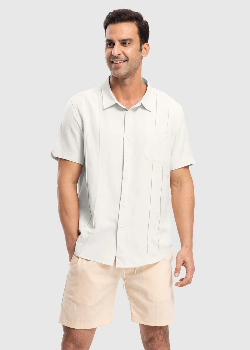 Men's Cuban Guayabera Shirt Casual Summer Beach Shirts