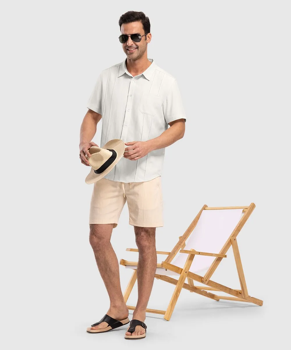Men's Cuban Guayabera Shirt Casual Summer Beach Shirts