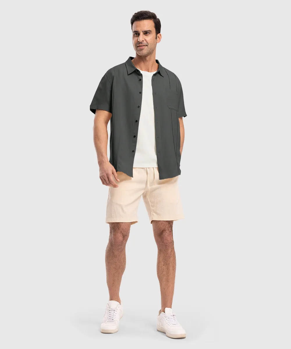 Men's Cuban Guayabera Shirt Casual Summer Beach Shirts
