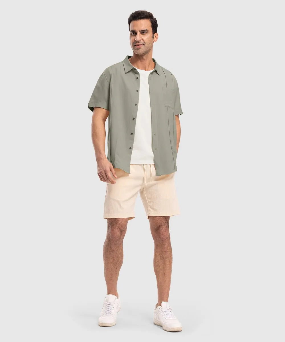 Men's Cuban Guayabera Shirt Casual Summer Beach Shirts