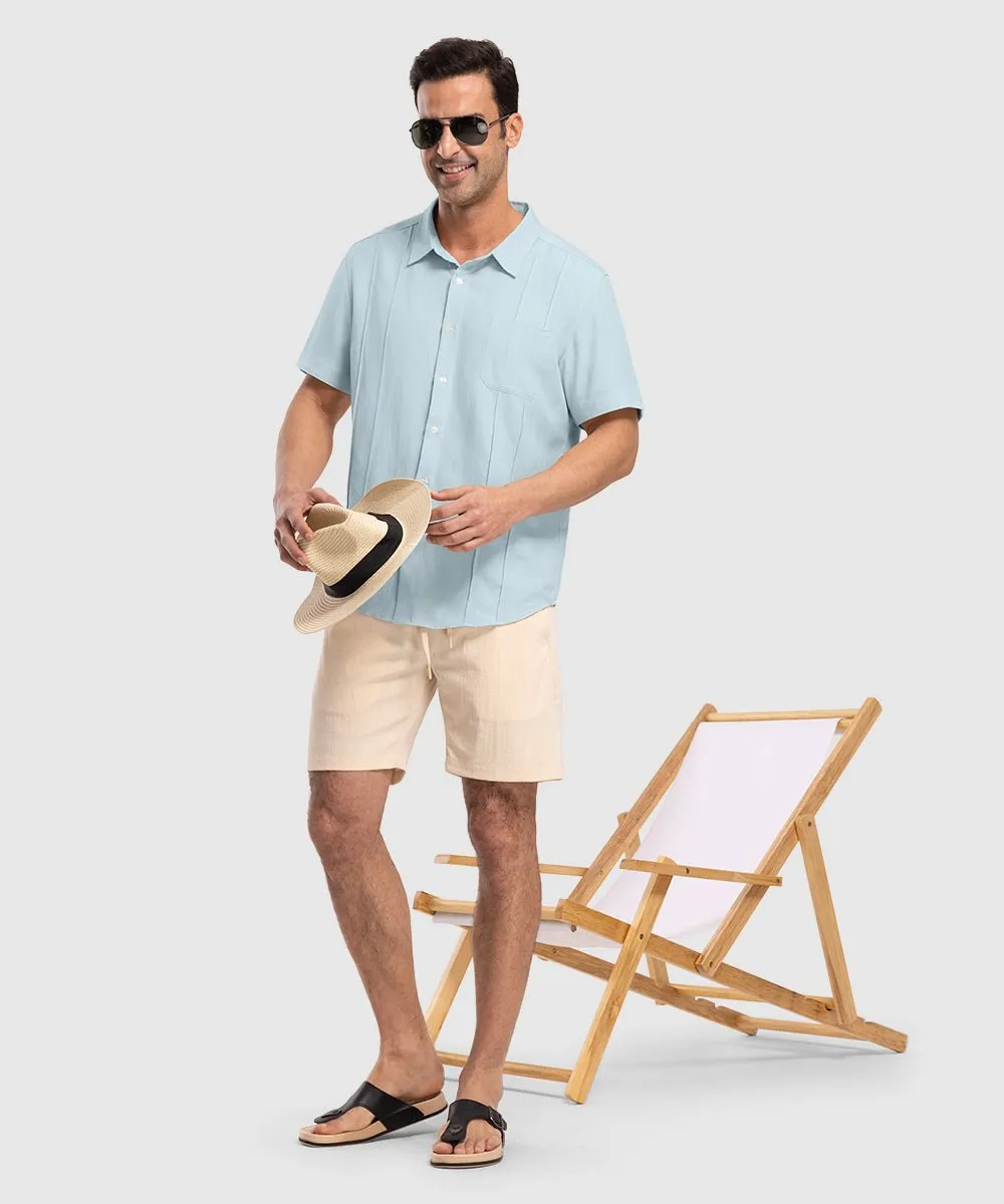 Men's Cuban Guayabera Shirt Casual Summer Beach Shirts