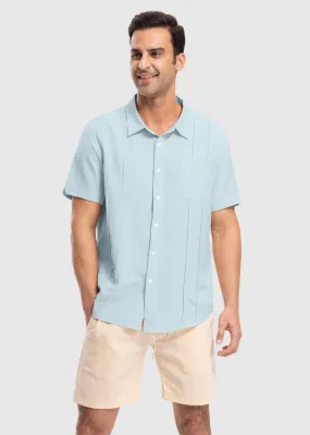 Men's Cuban Guayabera Shirt Casual Summer Beach Shirts