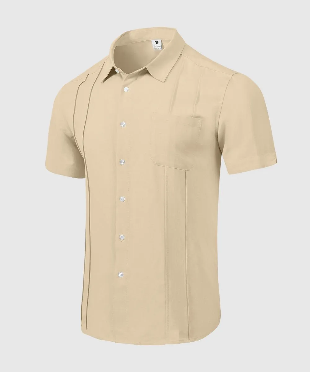 Men's Cuban Guayabera Shirt Casual Summer Beach Shirts