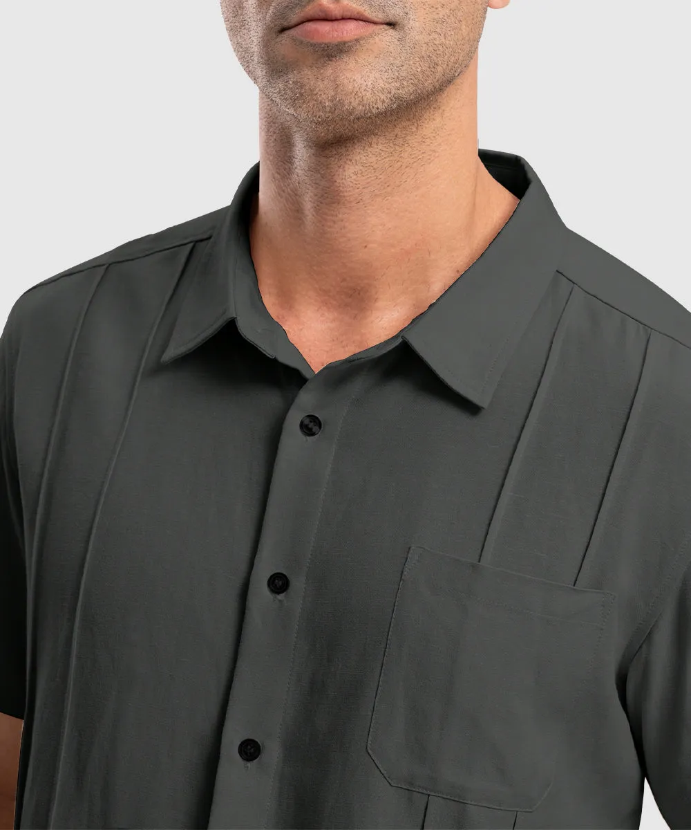 Men's Cuban Guayabera Shirt Casual Summer Beach Shirts