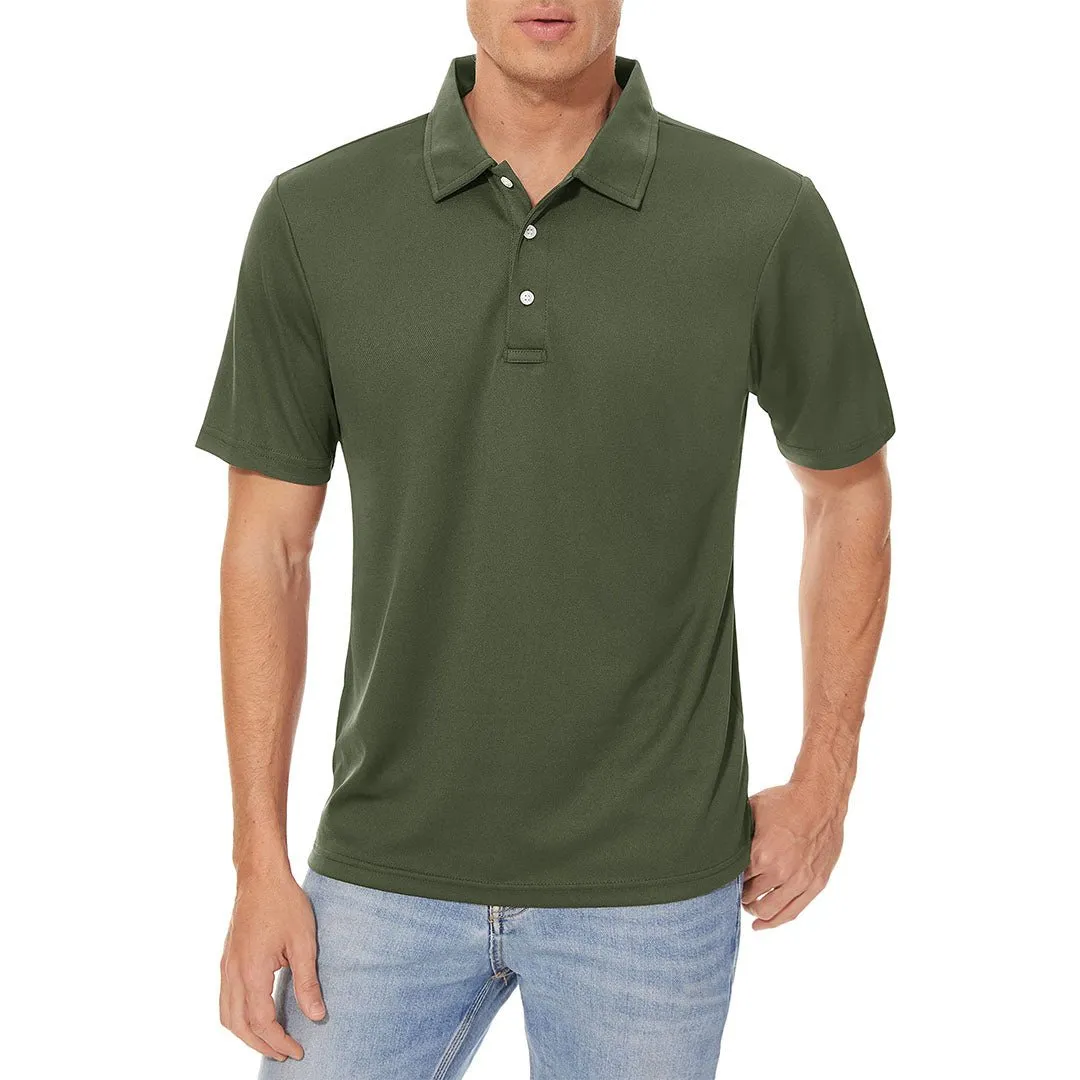 Men's Golf Tennis Quick Dry 3 Buttons Polo Collared Shirt