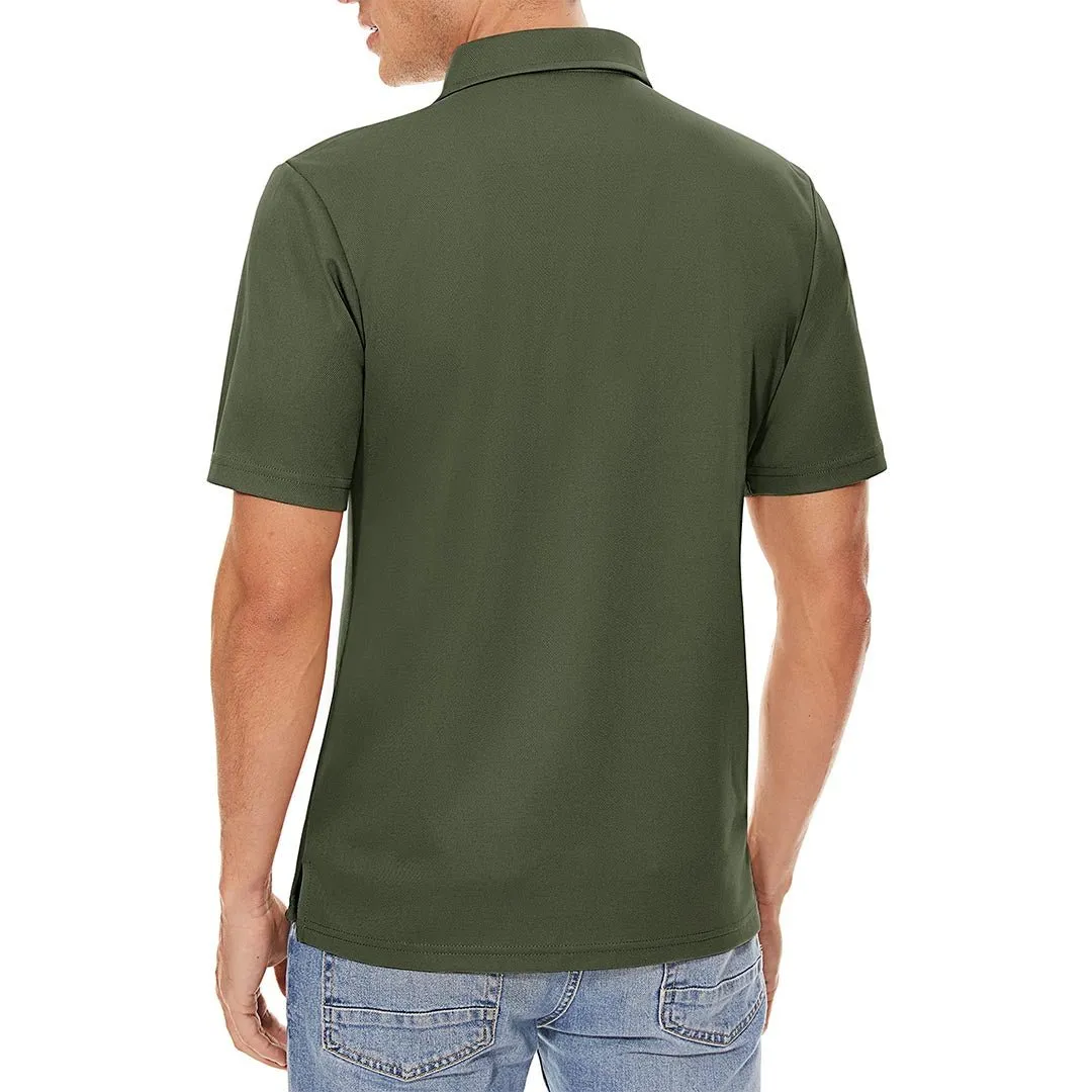 Men's Golf Tennis Quick Dry 3 Buttons Polo Collared Shirt