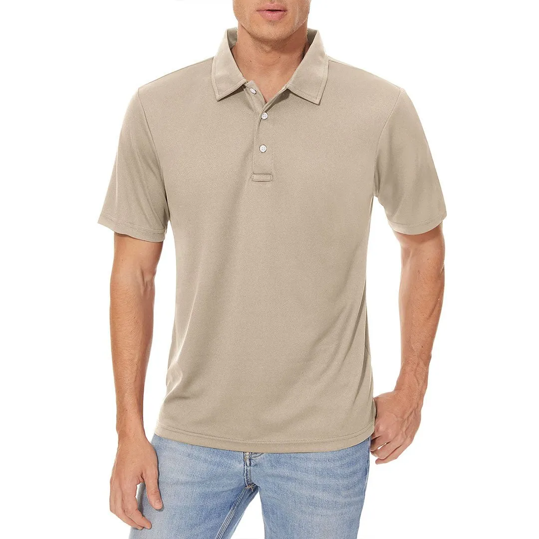 Men's Golf Tennis Quick Dry 3 Buttons Polo Collared Shirt