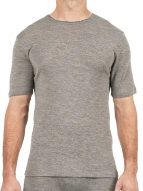 Men's Pure Merino Wool Short Sleeve Crew Neck - Grey Marle