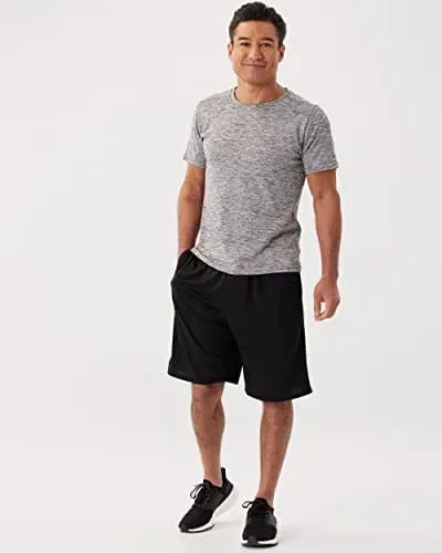 Men's Quick Dry Fit Dri-Fit Short Sleeve Active Wear Training Athletic Essentials Crew T-Shirt Fitness Gym Wicking Tee Workout Casual Sports Running Tennis Exercise Undershirt Top - 5 Pack,Set 2-S