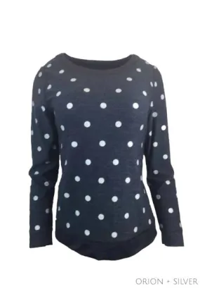 MERINO JUMPER REVERSIBLE SPOT/PLAIN LONG SLEEVES CREW NECK ORION & SILVER
