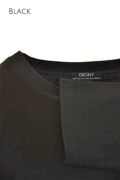 MERINO SWEATER WITH FRONT POCKETS & 3/4 SLEEVES BLACK