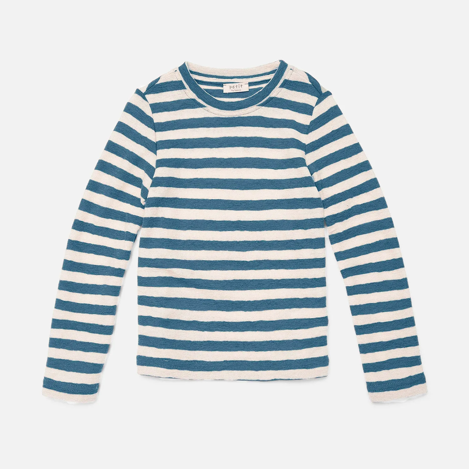 Merino Wool Crepe Top - Natural/Denim Stripe
