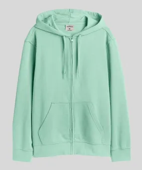Mint green -  Basic  Zipped Hooded Sweatshirt