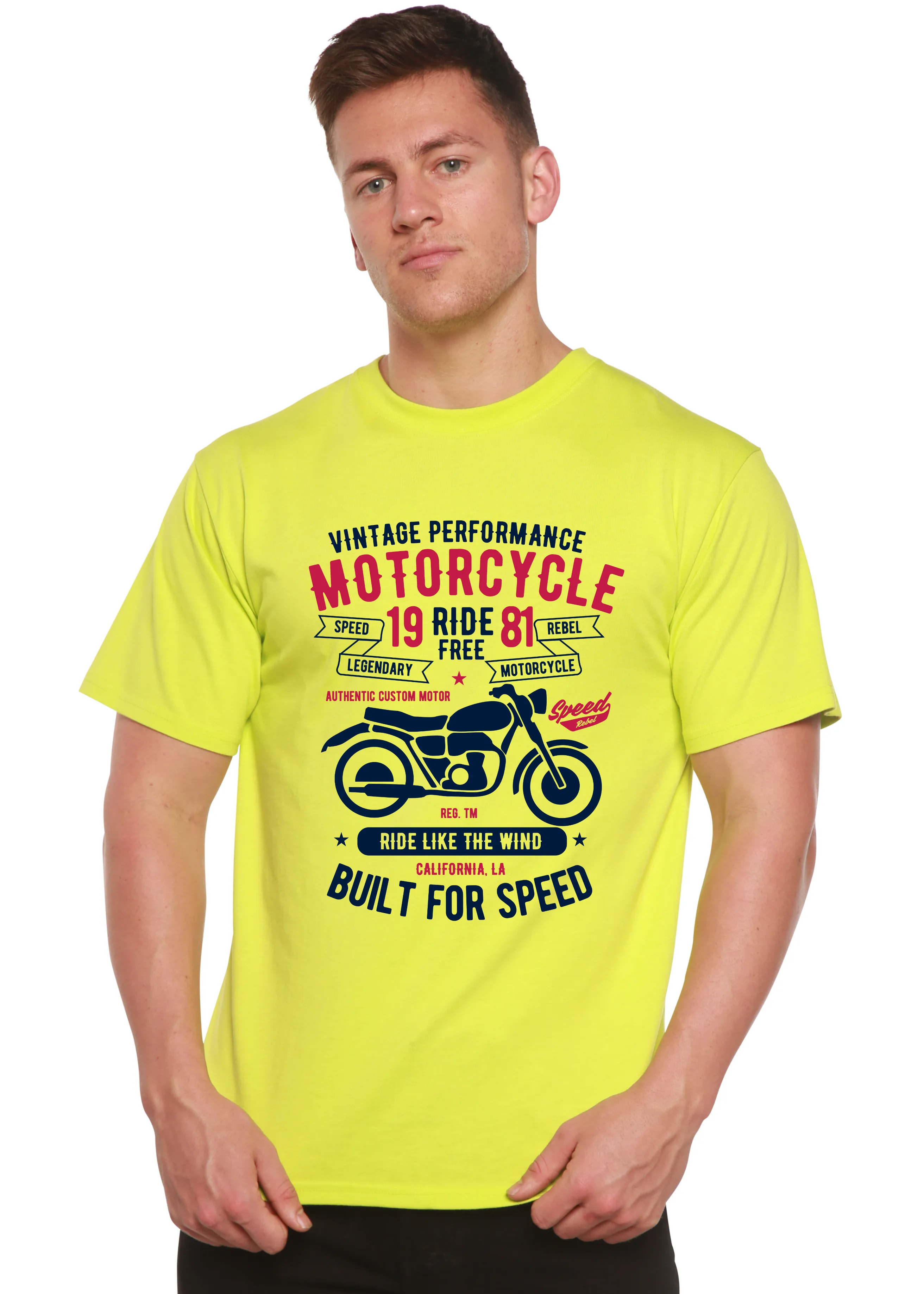 Motorcycle Ride Free Men's Bamboo Viscose/Organic Cotton Short Sleeve Graphic T-Shirt