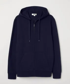 Navy blue -  Basic Zipped Hooded Sweatshirt