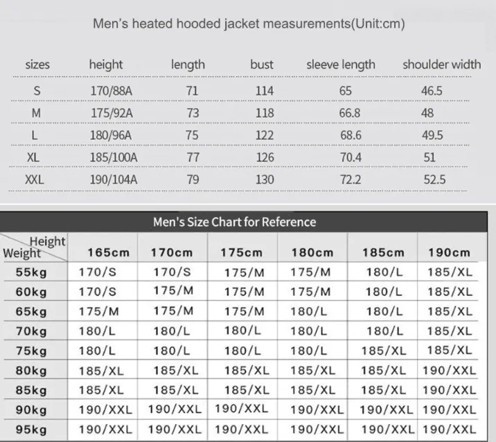 New Winter Outdoor USB Infrared Heating Hooded Jacket For Men