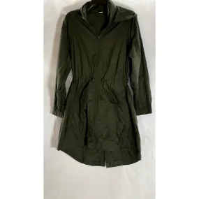OLD NAVY ACTIVE Women's Army Green Cinched Waist Hooded Zip-Up Rain Jacket SZ S