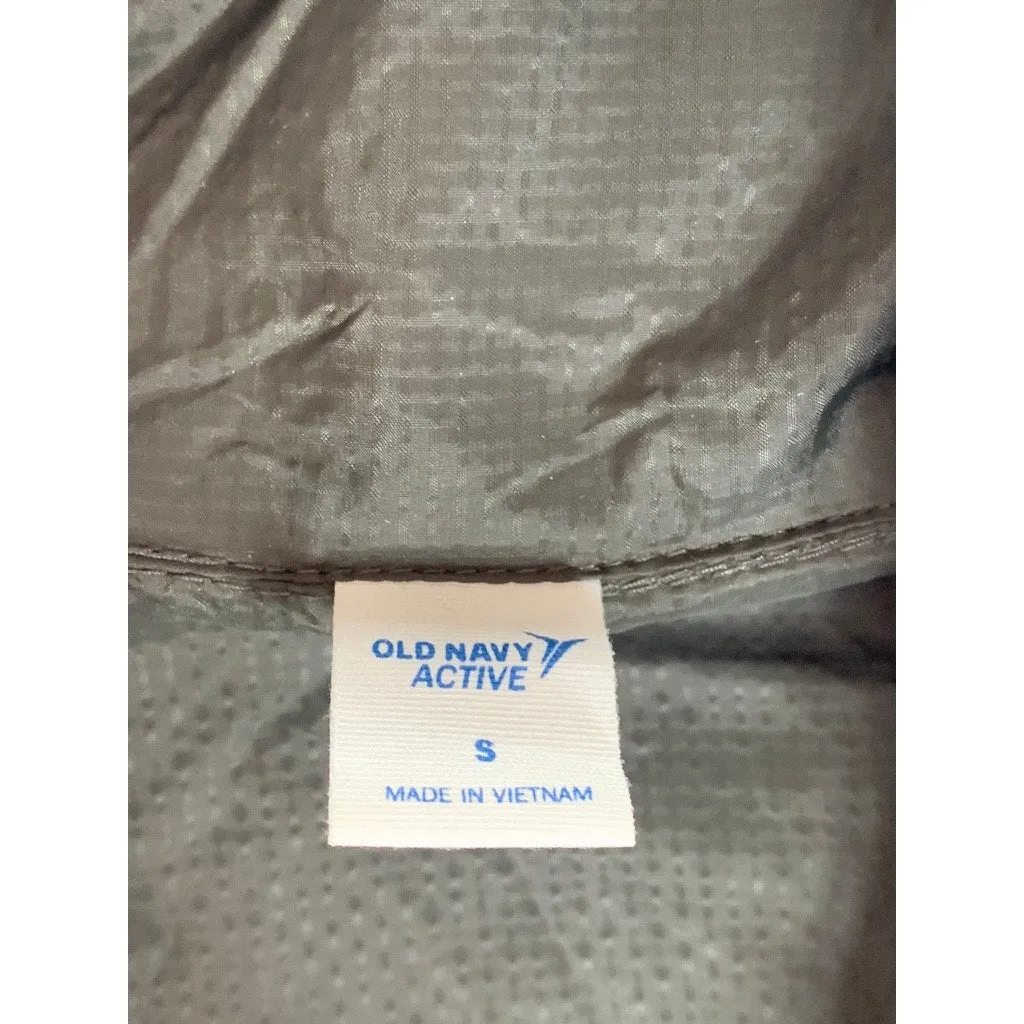 OLD NAVY ACTIVE Women's Army Green Cinched Waist Hooded Zip-Up Rain Jacket SZ S