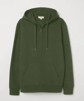Olive green - Basic Zipped Hooded Sweatshirt