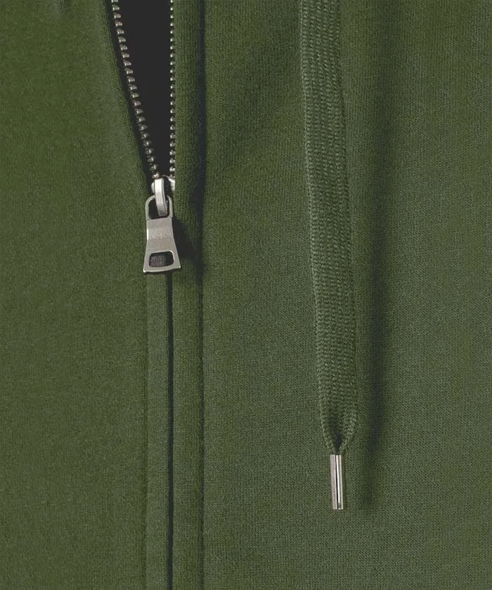 Olive green - Basic Zipped Hooded Sweatshirt