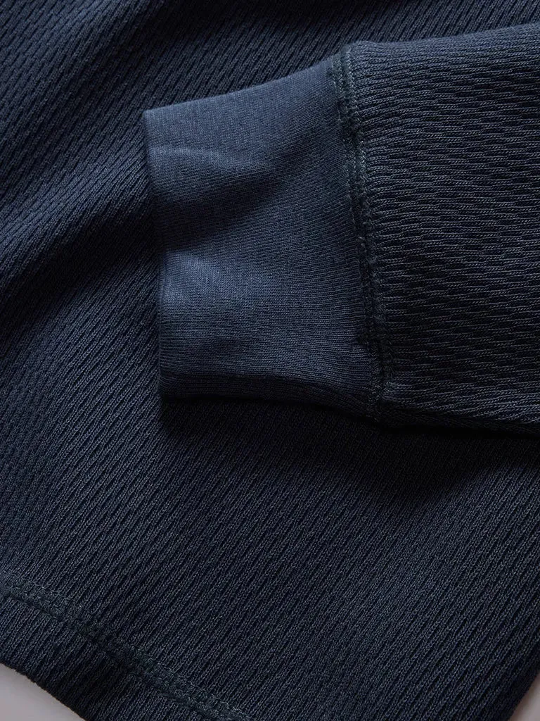 Organic Cotton Waffle Crew- Dark Navy