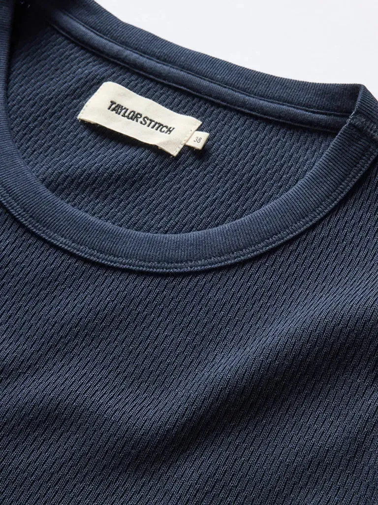 Organic Cotton Waffle Crew- Dark Navy