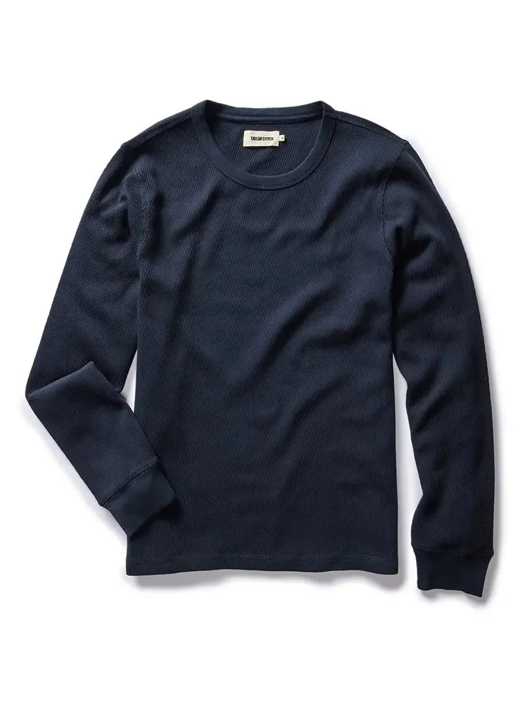 Organic Cotton Waffle Crew- Dark Navy