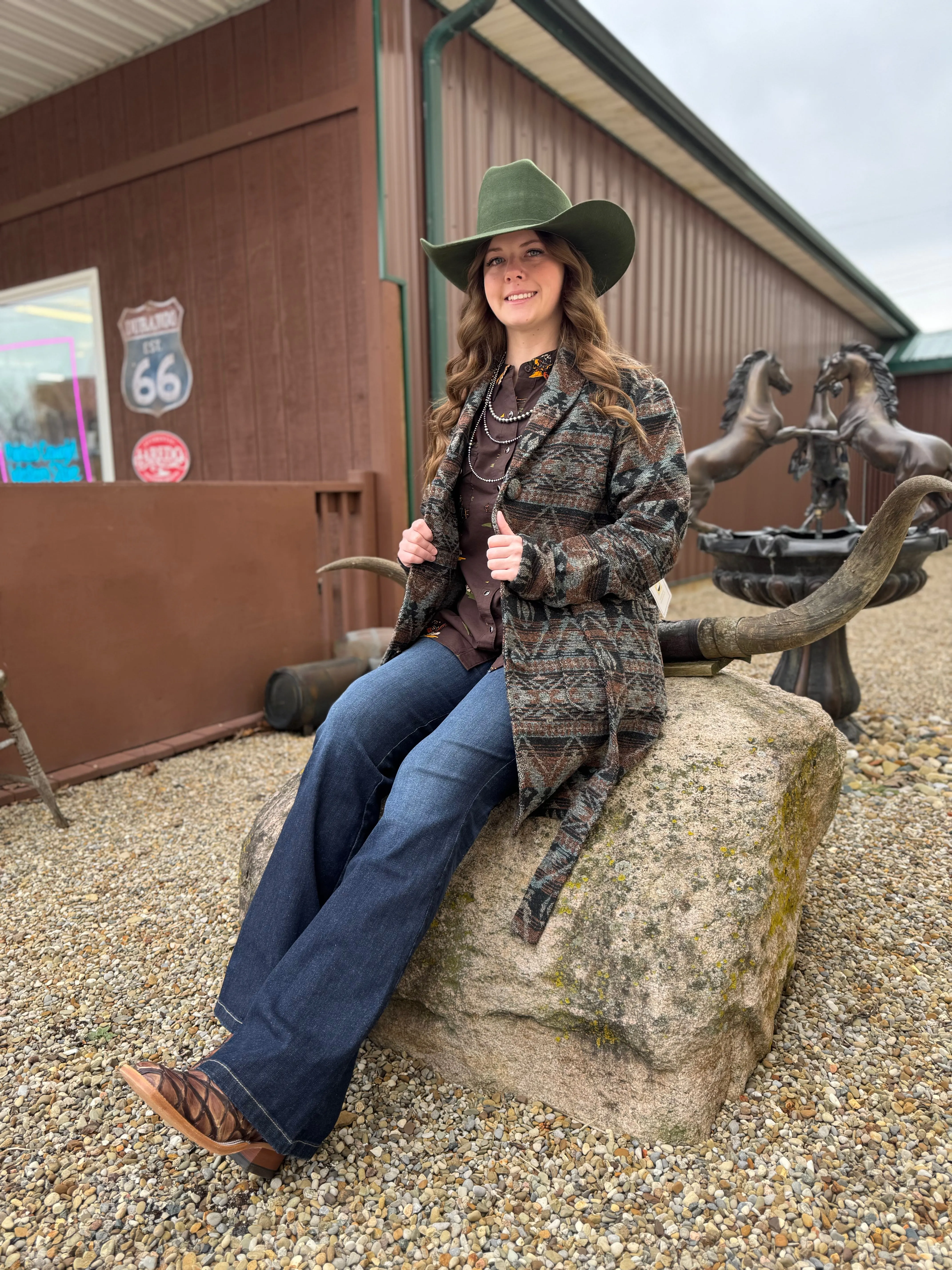 Outback Trading Company Women's Brown Helen Aztec Jacket 29850-BRN
