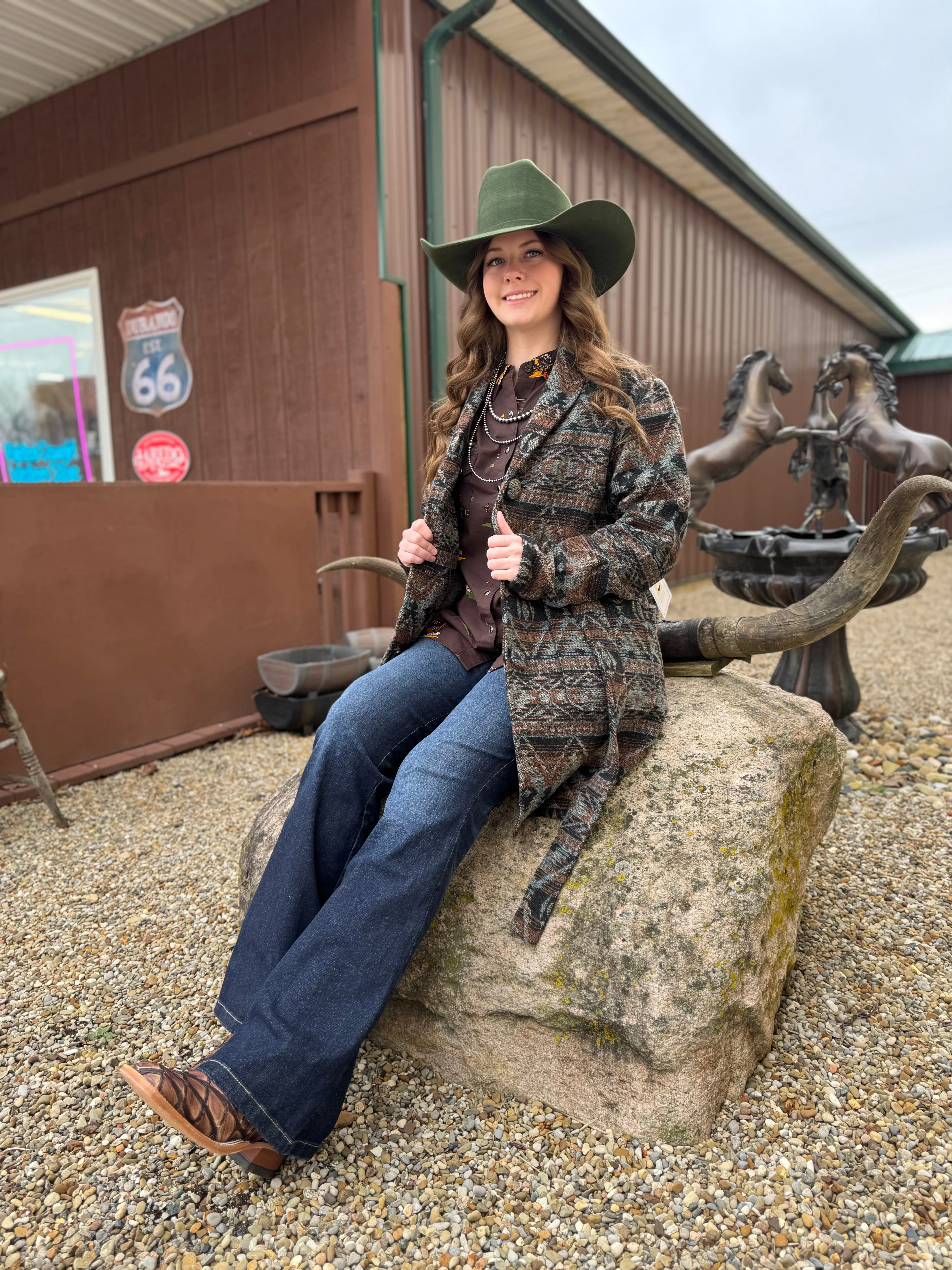 Outback Trading Company Women's Brown Helen Aztec Jacket 29850-BRN