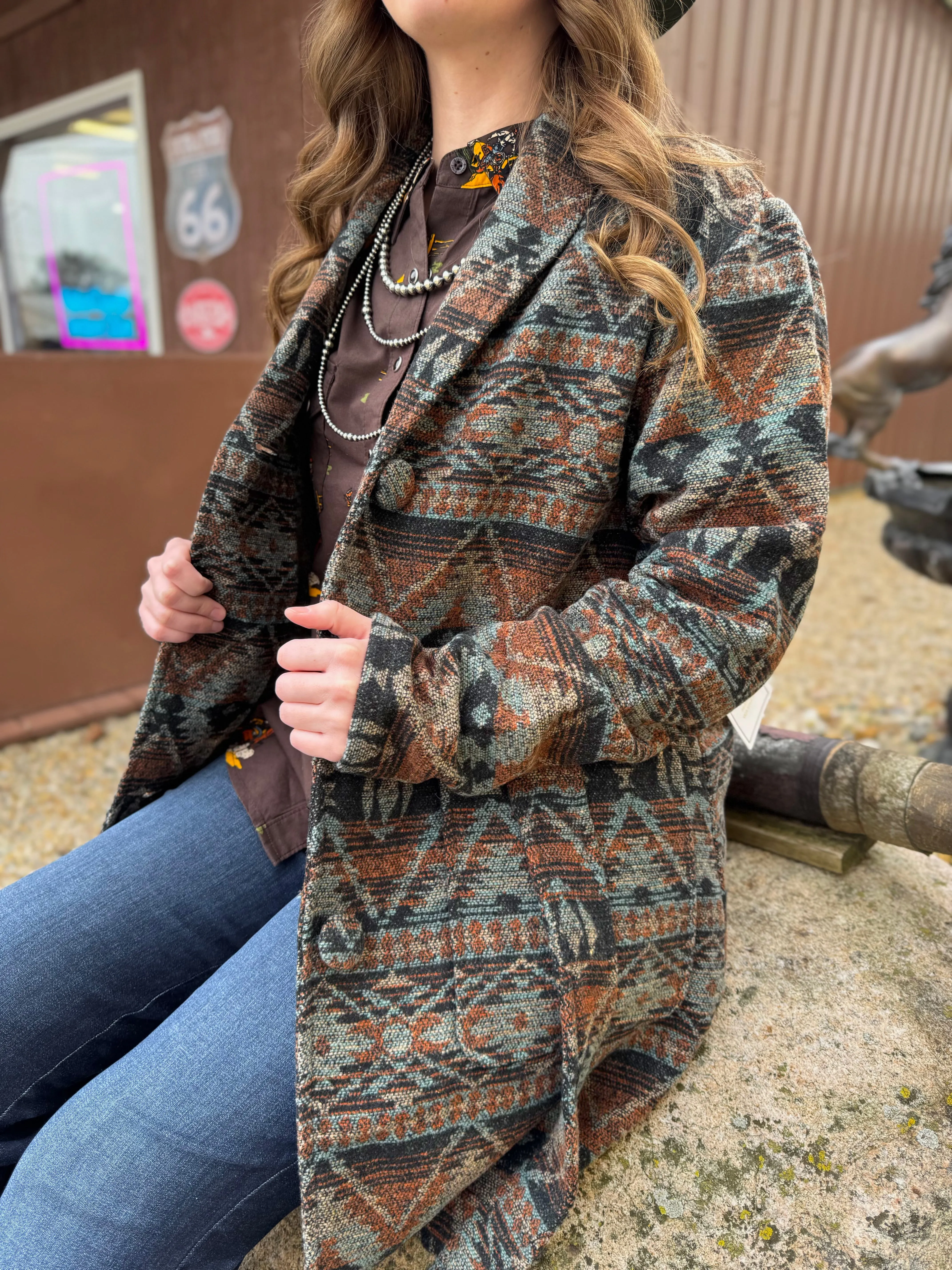 Outback Trading Company Women's Brown Helen Aztec Jacket 29850-BRN
