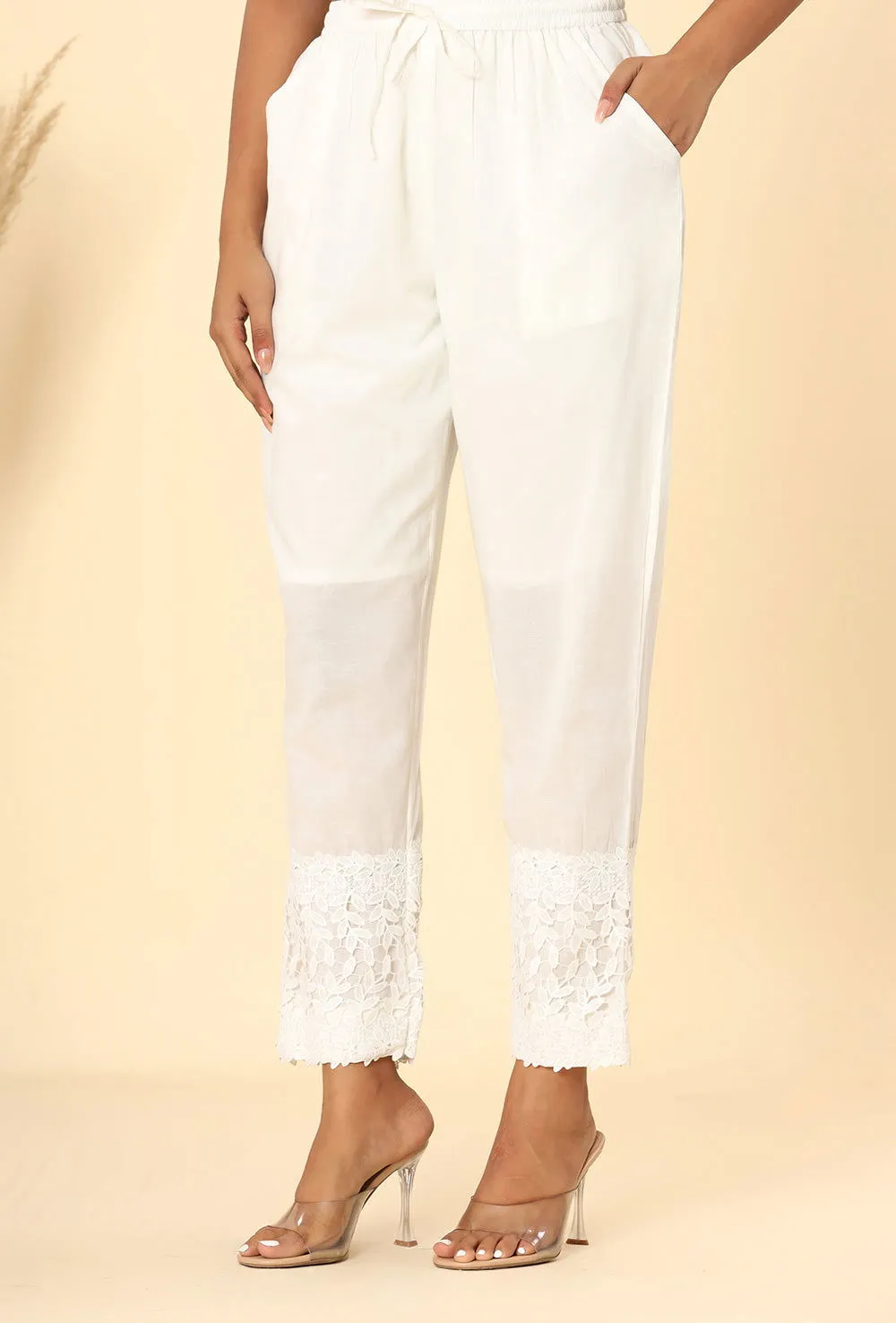 Pearl White Lace Pant