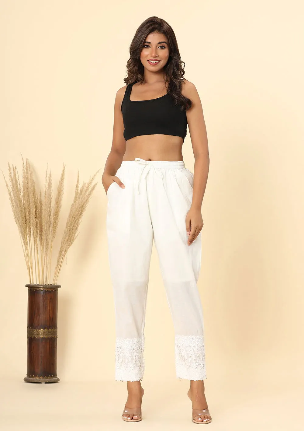 Pearl White Lace Pant
