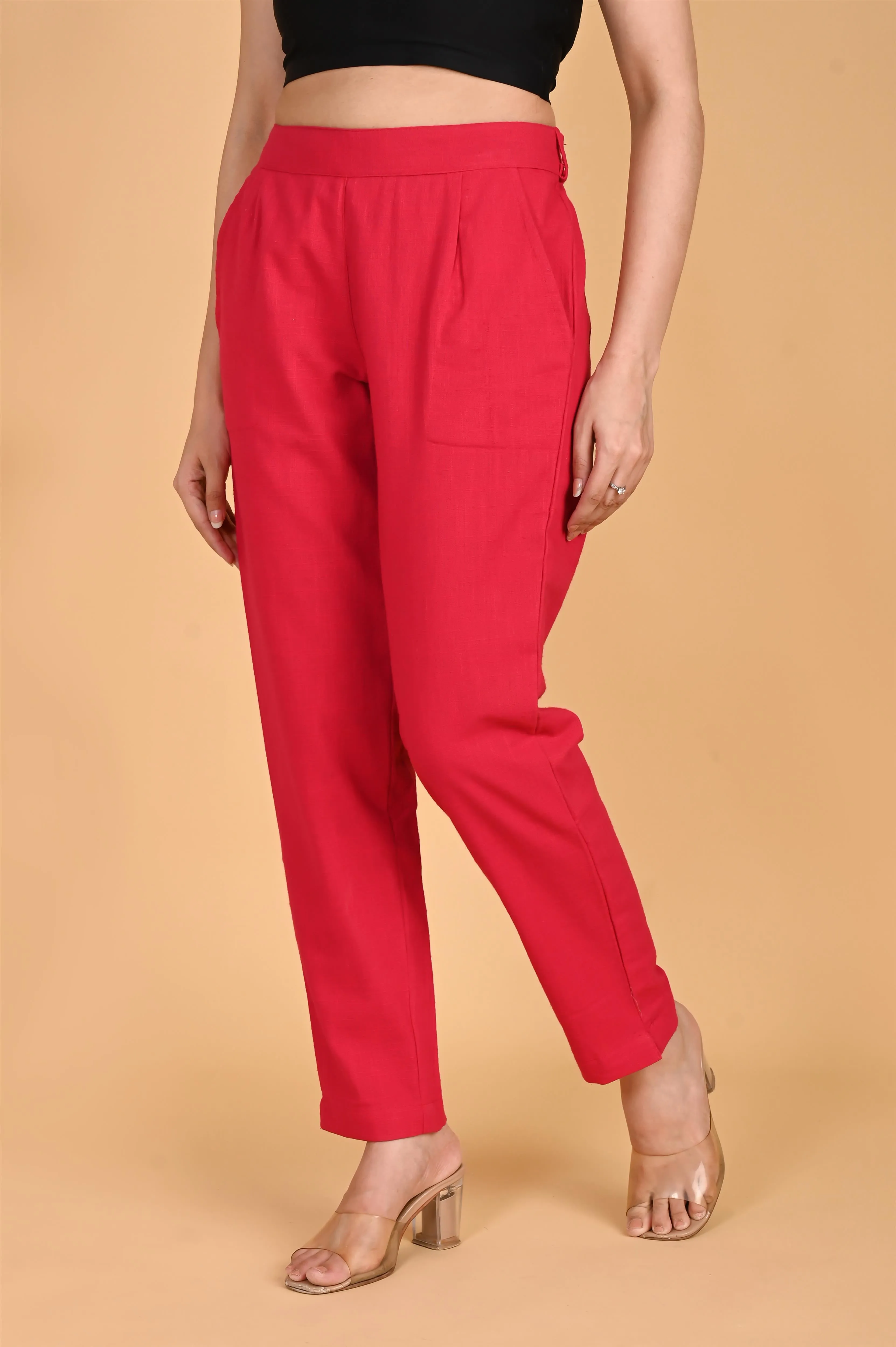 RED CLASSIC COTTON PANTS