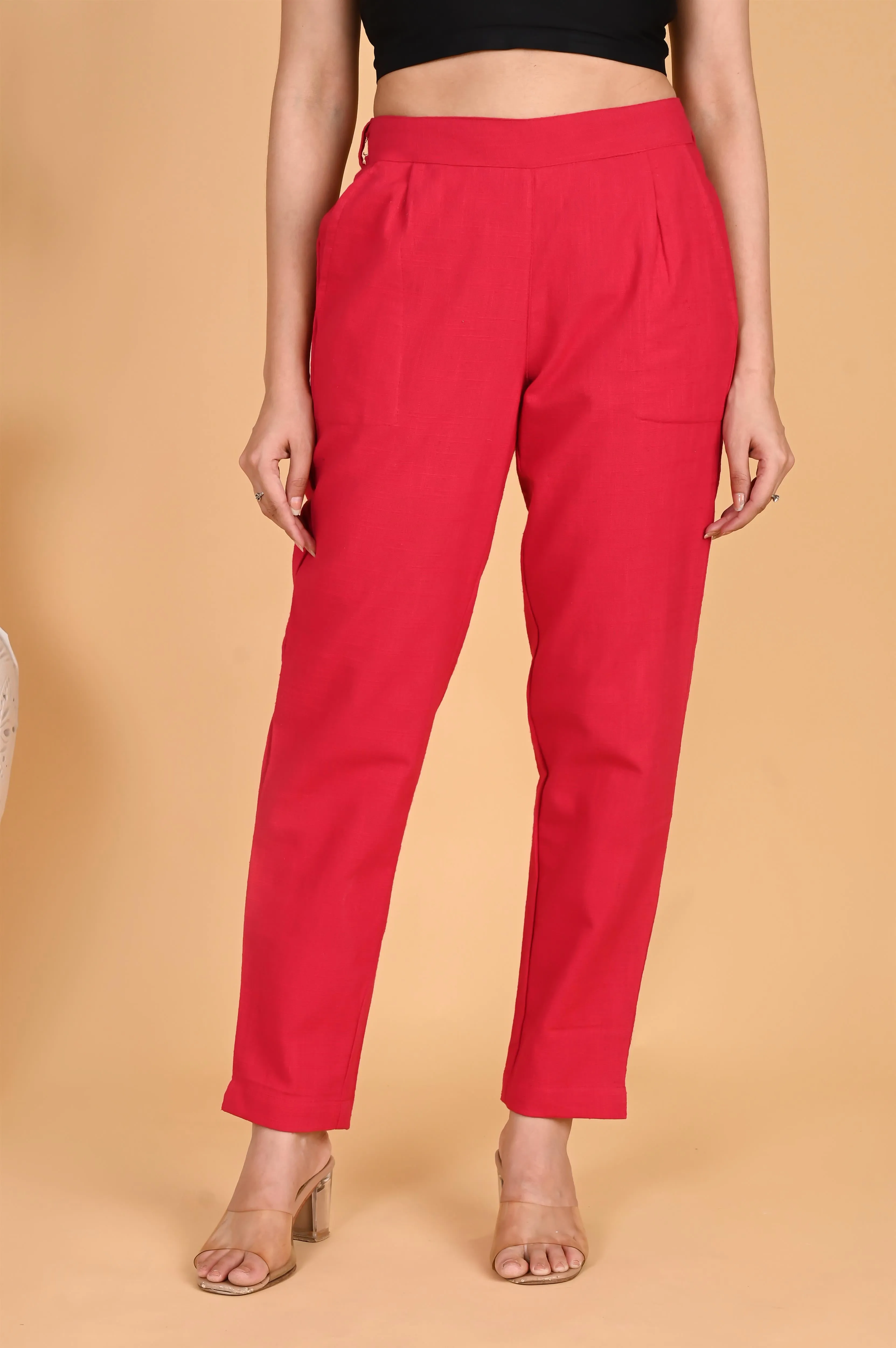 RED CLASSIC COTTON PANTS
