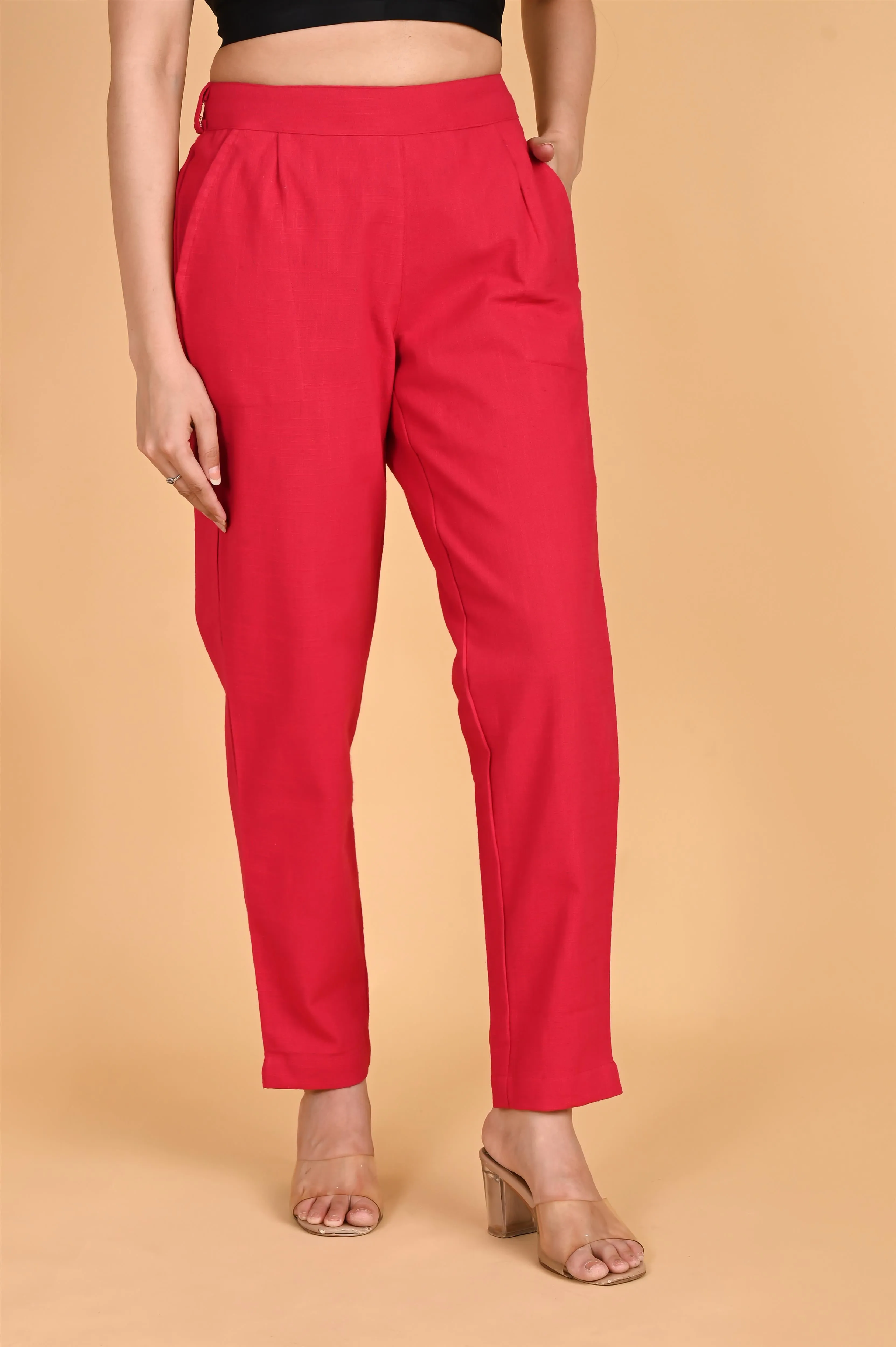 RED CLASSIC COTTON PANTS
