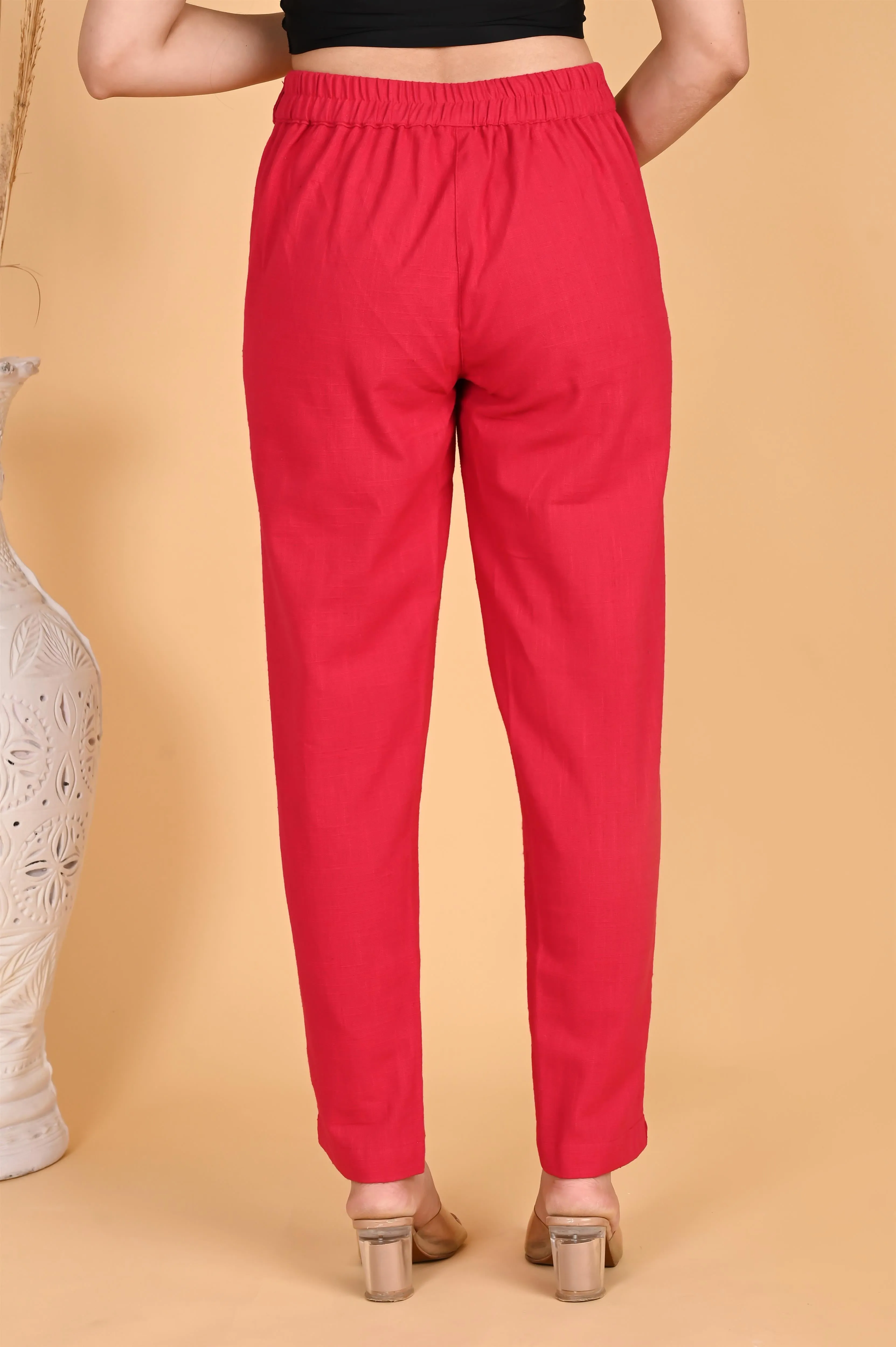 RED CLASSIC COTTON PANTS
