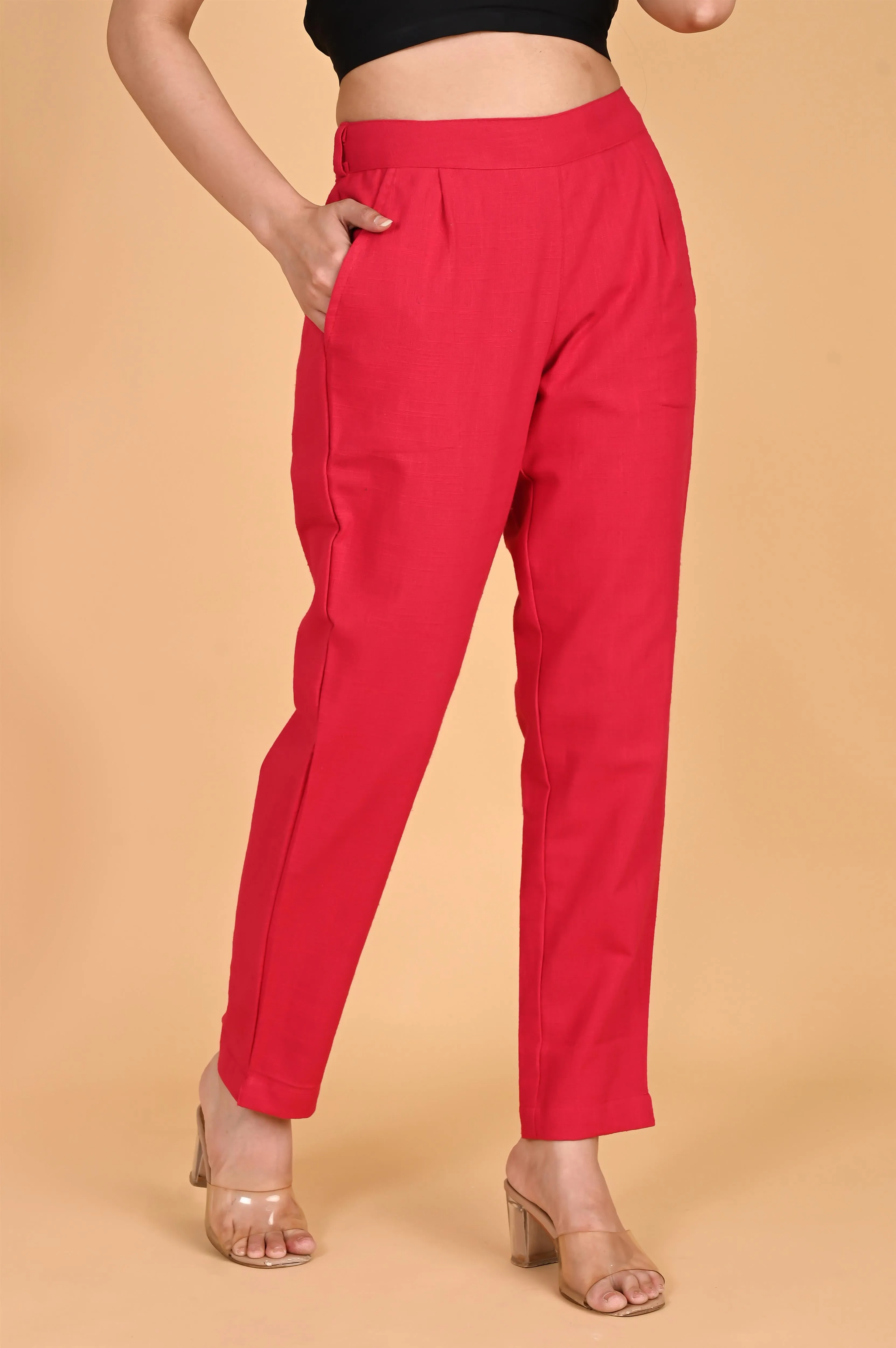 RED CLASSIC COTTON PANTS