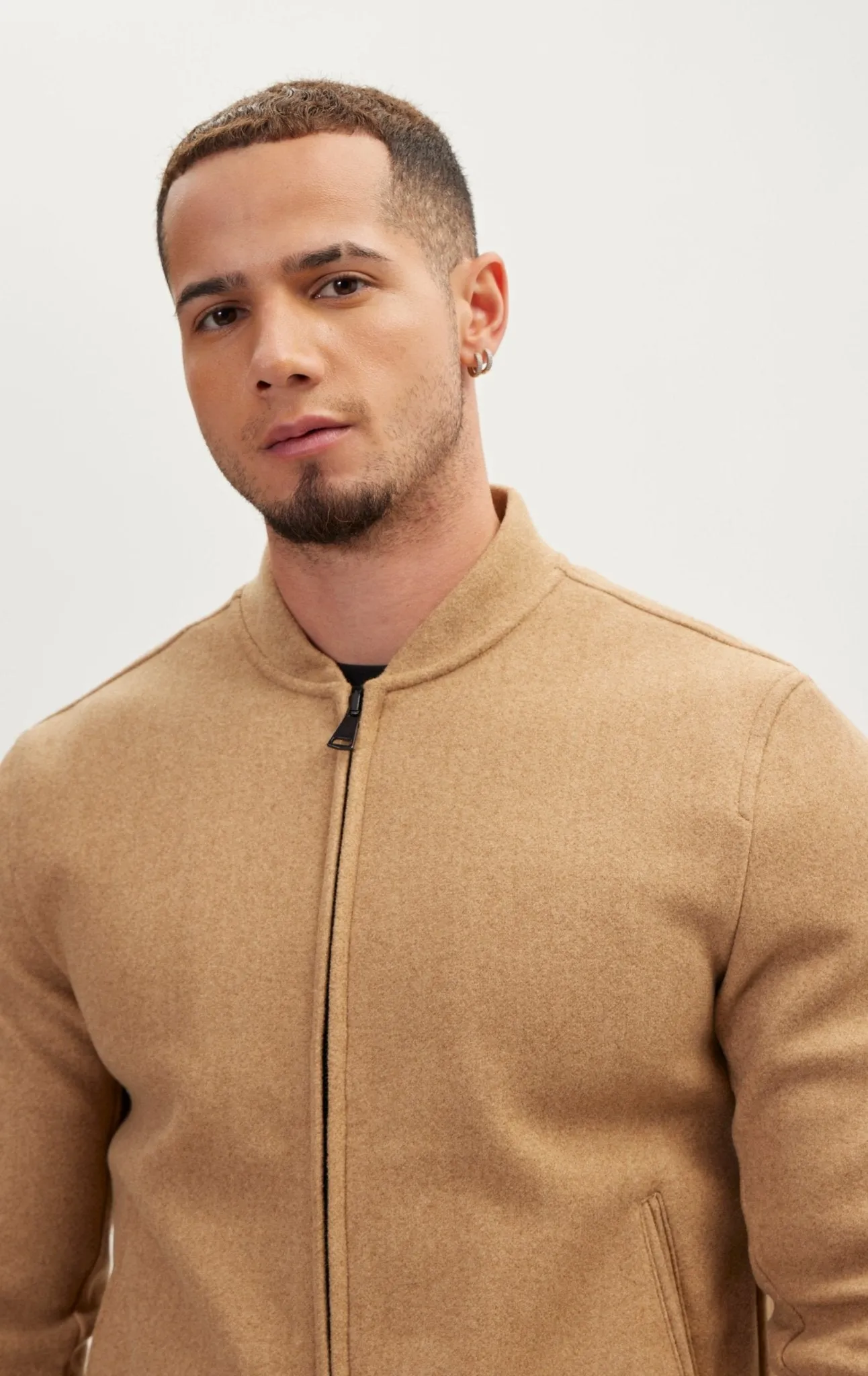 Relaxed Unlined Varsity Jacket - Camel